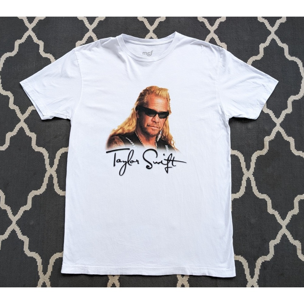 Taylor Swift Dog the Bounty Hunter Shirt Mens Large Parody Humor White Meme